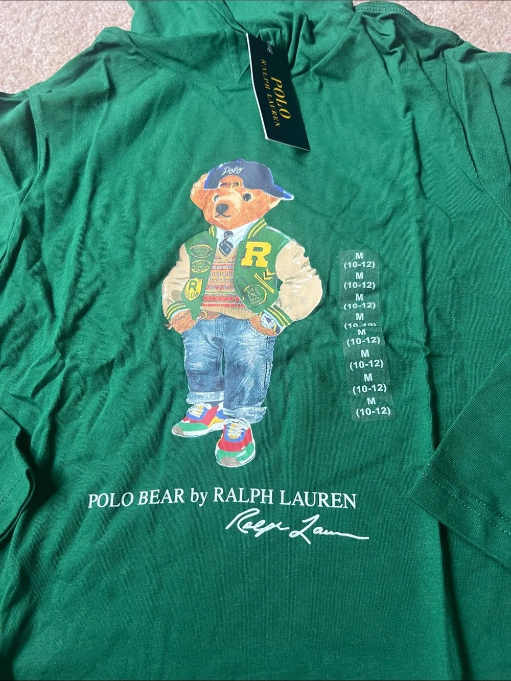Ralph Lauren Green Polo Bear Hoodie Shirt